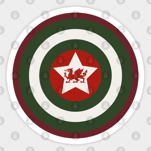 Captain Cymru, Welsh supporter shield Sticker by Teessential
